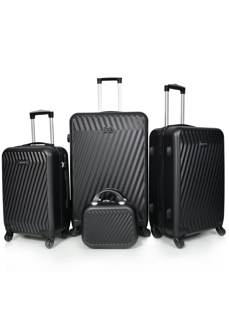 مورانو طقم شنط سفر مورانو مكون من 4 قطع بتصميم أنيق مقاسات 28''-24''-20''12'' إنش لـون أسـود - Image 1