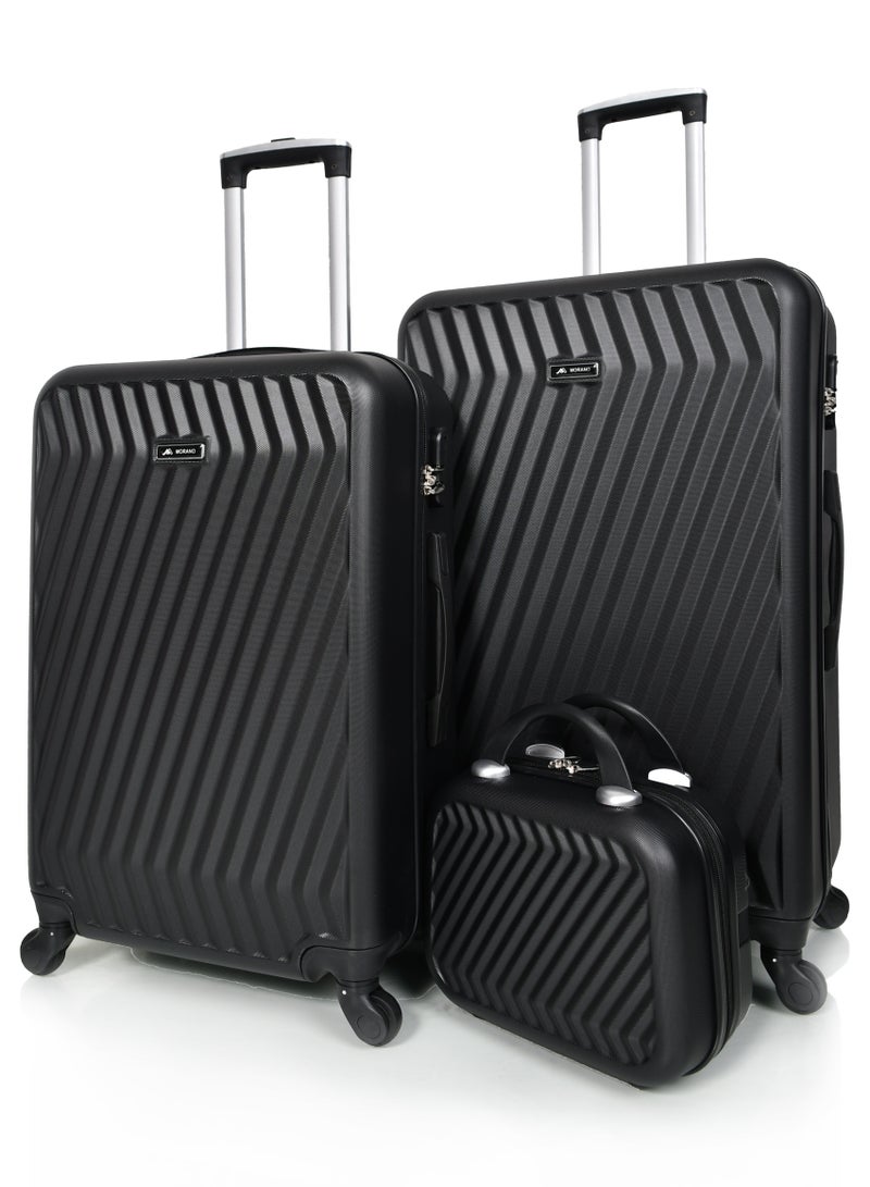 مورانو طقم شنط سفر مورانو مكون من 4 قطع بتصميم أنيق مقاسات 28''-24''-20''12'' إنش لـون أسـود - Image 3