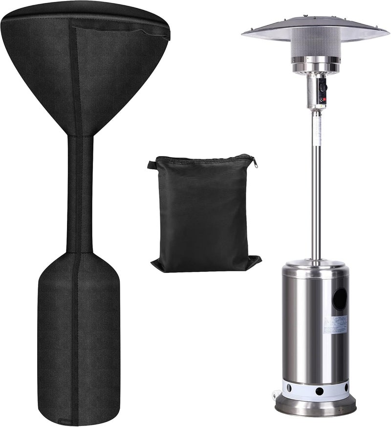 Hualedi Patio Heater Covers Upgraded with Zipper and Storage Bag,Waterproof,Dustproof,Wind-Resistant,Sunlight-Resistant,Snow-Resistant,Black,95'' Height x 34" Dome x 18.5" Base - Image 1