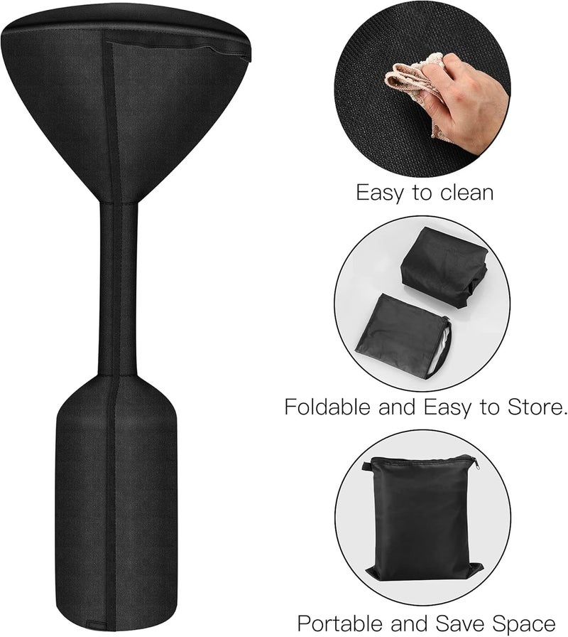 Hualedi Patio Heater Covers Upgraded with Zipper and Storage Bag,Waterproof,Dustproof,Wind-Resistant,Sunlight-Resistant,Snow-Resistant,Black,95'' Height x 34" Dome x 18.5" Base - Image 3