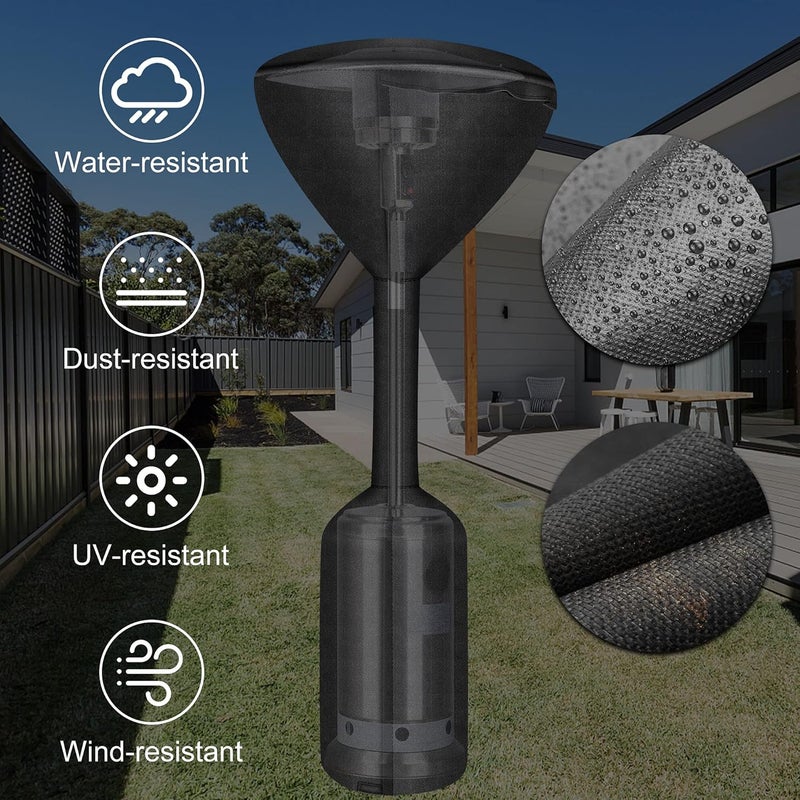 Hualedi Patio Heater Covers Upgraded with Zipper and Storage Bag,Waterproof,Dustproof,Wind-Resistant,Sunlight-Resistant,Snow-Resistant,Black,95'' Height x 34" Dome x 18.5" Base - Image 4