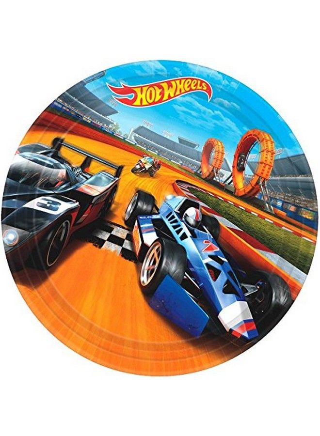 Amscan Hot Wheels Wild Racer Round Paper Plates 9" ; Multicolor ; Pack Of 8 - Image 1
