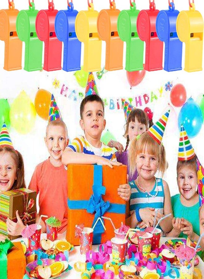 WSYUB 72Pcs Plastic Whistles, Bulk Whistles, Training Sports Whistles with Lanyard, Loud Toys Whistles for Kids Christmas Birthday Party Goody Bag Fillers Games Survival Emergency, 5 Brilliant Colors - Image 5