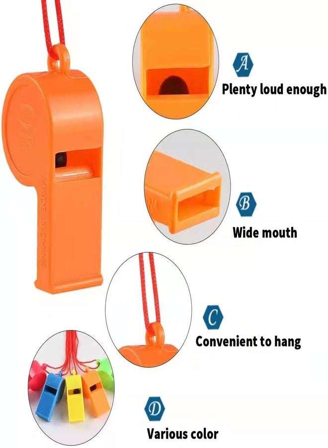 WSYUB 72Pcs Plastic Whistles, Bulk Whistles, Training Sports Whistles with Lanyard, Loud Toys Whistles for Kids Christmas Birthday Party Goody Bag Fillers Games Survival Emergency, 5 Brilliant Colors - Image 3