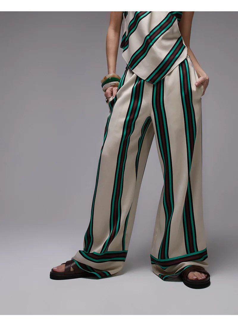 توب شوب Co-Ord Mid Rise Deep Cuff Satin Trouser