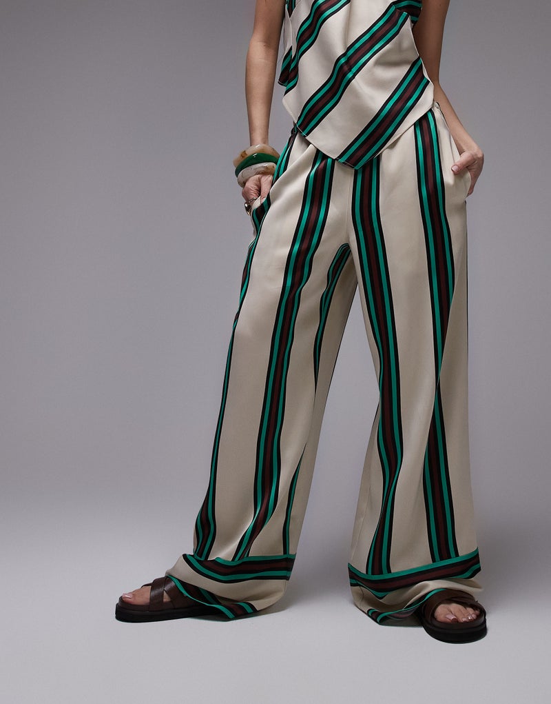 TOPSHOP Co-Ord Mid Rise Deep Cuff Satin Trouser  - Image 1