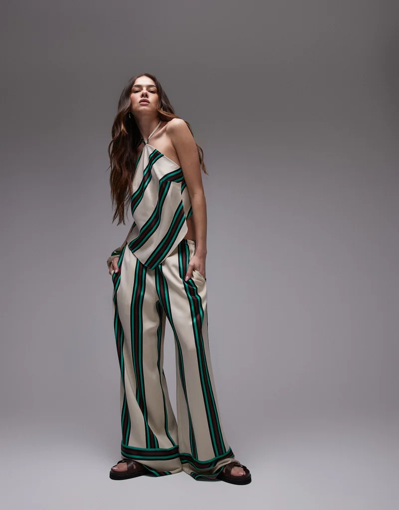 TOPSHOP Co-Ord Mid Rise Deep Cuff Satin Trouser
