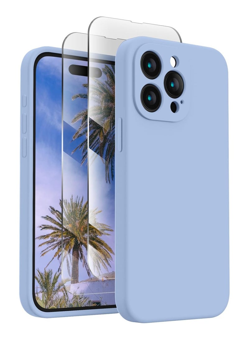 ELTRAZONE Designed for iPhone 15 Pro Max Case, Silicone Upgraded [Camera Protection] for iPhone 15 ProMax Case with [2 Screen Protectors], Anti-Scratch Microfiber Lining, 6.7 inch, Light Blue - Image 1
