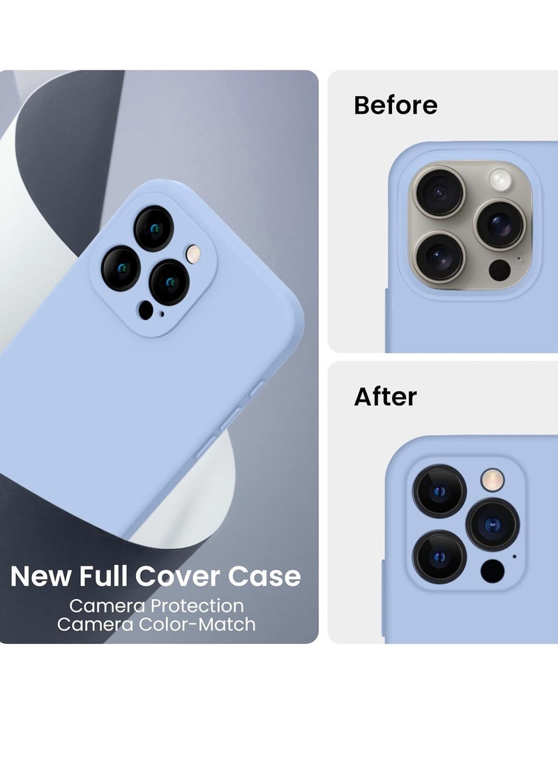 ELTRAZONE Designed for iPhone 15 Pro Max Case, Silicone Upgraded [Camera Protection] for iPhone 15 ProMax Case with [2 Screen Protectors], Anti-Scratch Microfiber Lining, 6.7 inch, Light Blue - Image 3