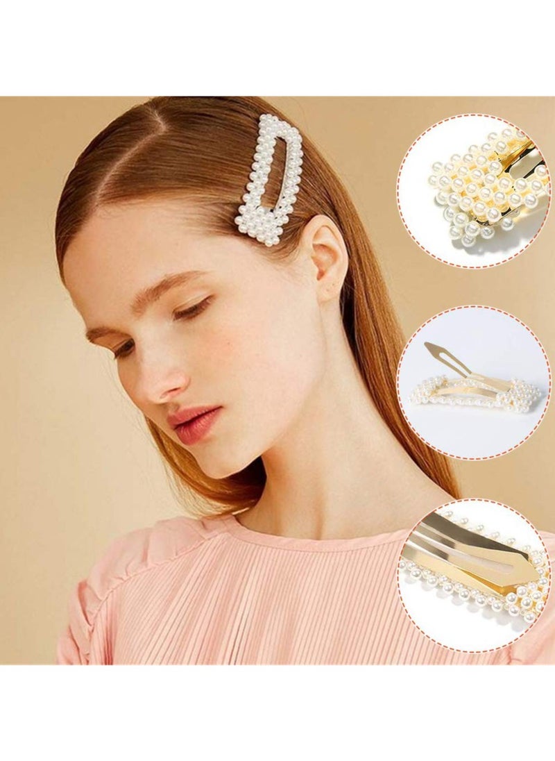 Goolsky 2 Pack Pearl Hair Clips Large Hair Pins Barrette Ties for Women Girls, Handmade Fashion Pearl Hair Accessories Hair Clips for Party Wedding Daily (2 Pcs A)  - Image 4