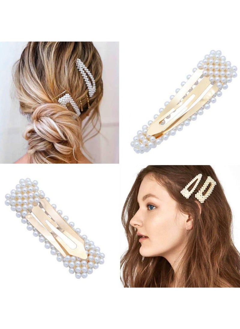 Goolsky 2 Pack Pearl Hair Clips Large Hair Pins Barrette Ties for Women Girls, Handmade Fashion Pearl Hair Accessories Hair Clips for Party Wedding Daily (2 Pcs A)  - Image 5