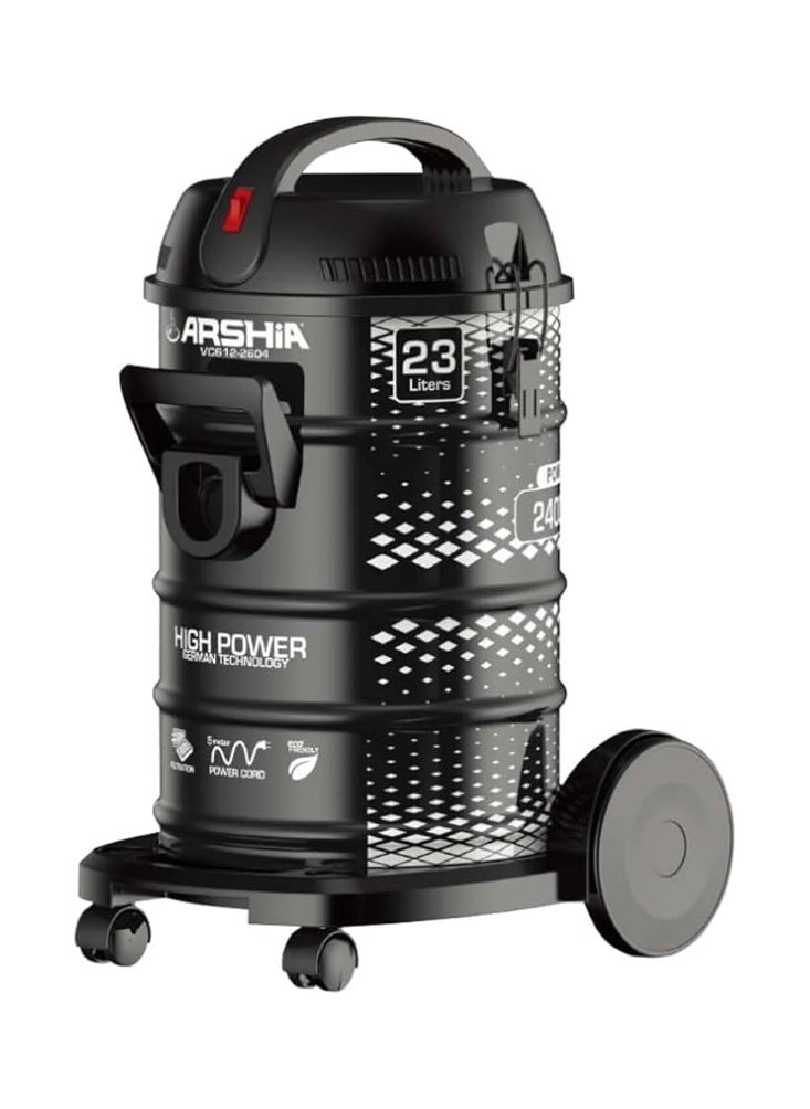 Arshia Drum Vacuum Cleaner 23L Black