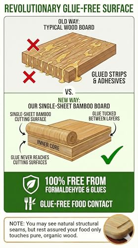 GREENER CHEF Glue-Free Surface Organic Bamboo Wood Cutting Board 3-Piece Set – Non Toxic Cutting Board Set – Lightweight, Heavy Duty Wooden Serving Boards for Charcuterie - Safer Family Meal Prep - Image 3