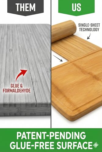 GREENER CHEF Glue-Free Surface Organic Bamboo Wood Cutting Board 3-Piece Set – Non Toxic Cutting Board Set – Lightweight, Heavy Duty Wooden Serving Boards for Charcuterie - Safer Family Meal Prep - Image 2