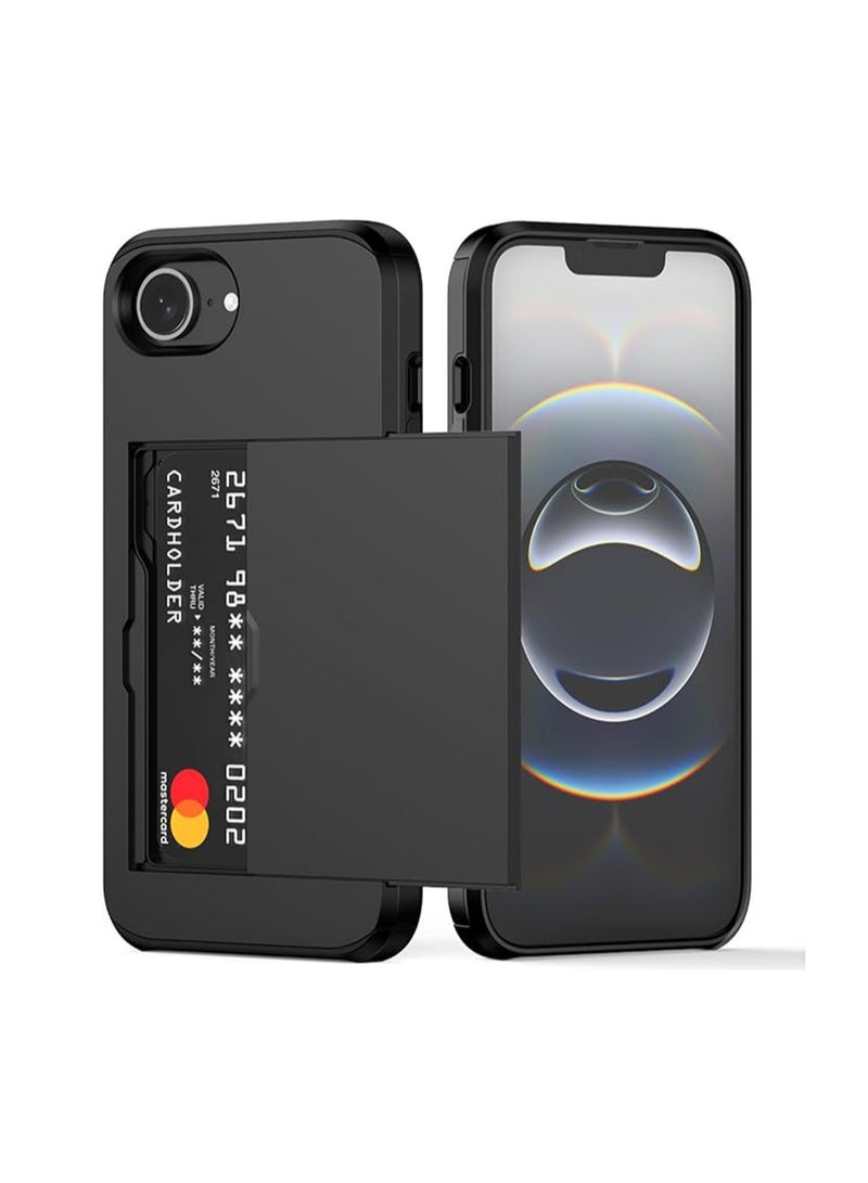 WRISTWISE iPhone 16e Case with Card Holder, Dual Layer Heavy Duty Protective Hidden Card Slot Slim Wallet Cover - Exclusively for iPhone 16e (6.1 inch) - Image 1