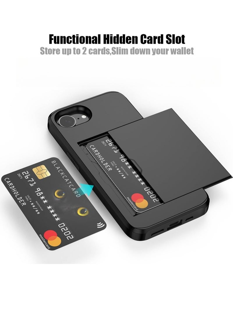 WRISTWISE iPhone 16e Case with Card Holder, Dual Layer Heavy Duty Protective Hidden Card Slot Slim Wallet Cover - Exclusively for iPhone 16e (6.1 inch) - Image 2