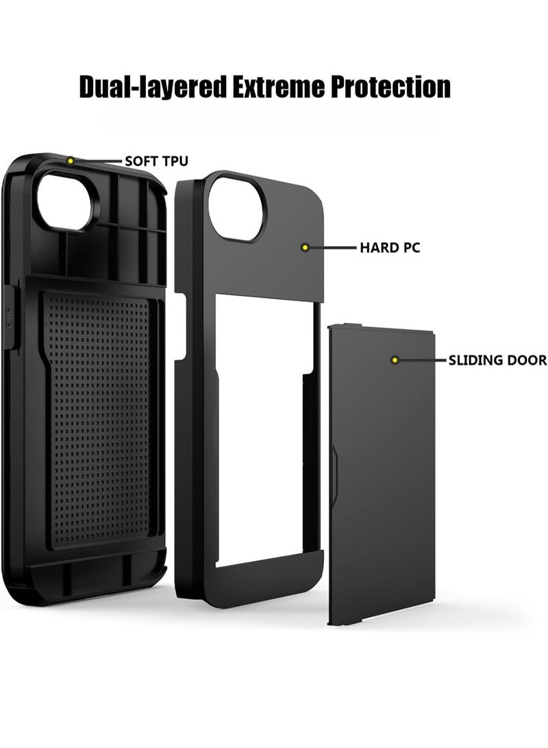 WRISTWISE iPhone 16e Case with Card Holder, Dual Layer Heavy Duty Protective Hidden Card Slot Slim Wallet Cover - Exclusively for iPhone 16e (6.1 inch) - Image 3