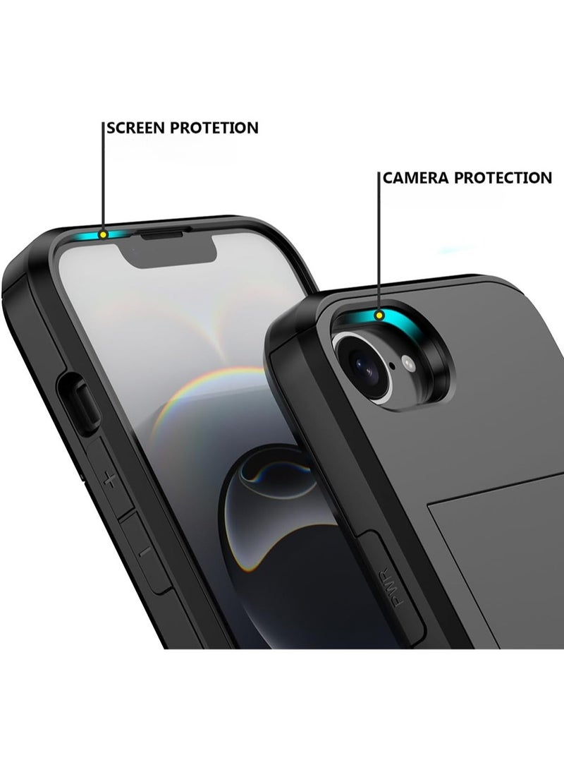 WRISTWISE iPhone 16e Case with Card Holder, Dual Layer Heavy Duty Protective Hidden Card Slot Slim Wallet Cover - Exclusively for iPhone 16e (6.1 inch) - Image 4