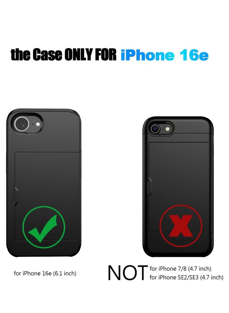 WRISTWISE iPhone 16e Case with Card Holder, Dual Layer Heavy Duty Protective Hidden Card Slot Slim Wallet Cover - Exclusively for iPhone 16e (6.1 inch) - Image 5
