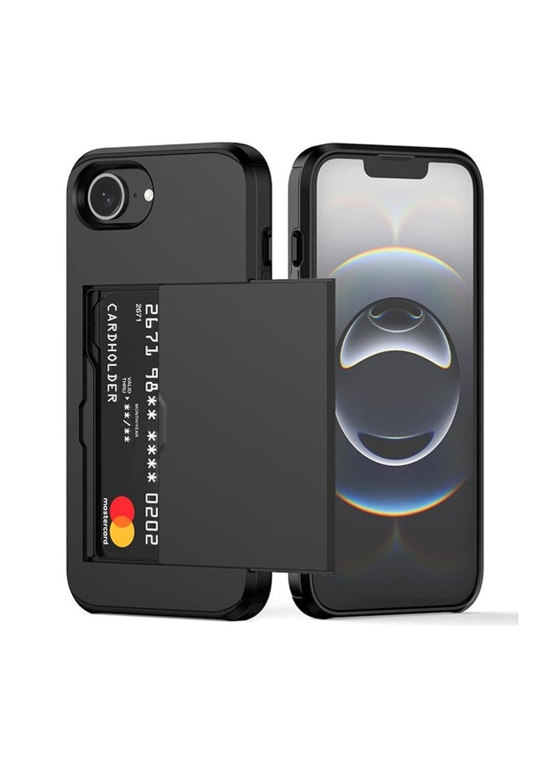WRISTWISE iPhone 16e Case with Card Holder, Dual Layer Heavy Duty Protective Hidden Card Slot Slim Wallet Cover - Exclusively for iPhone 16e (6.1 inch) - Image 1