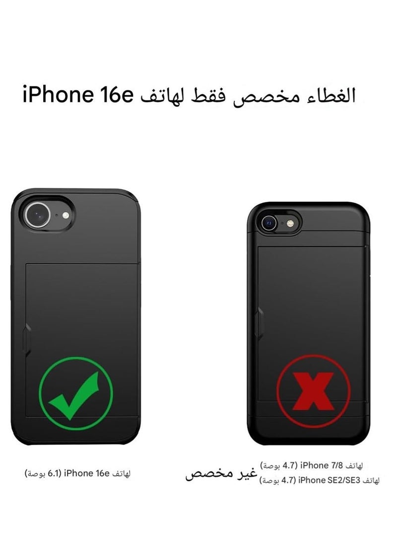 WRISTWISE iPhone 16e Case with Card Holder, Dual Layer Heavy Duty Protective Hidden Card Slot Slim Wallet Cover - Exclusively for iPhone 16e (6.1 inch) - Image 2