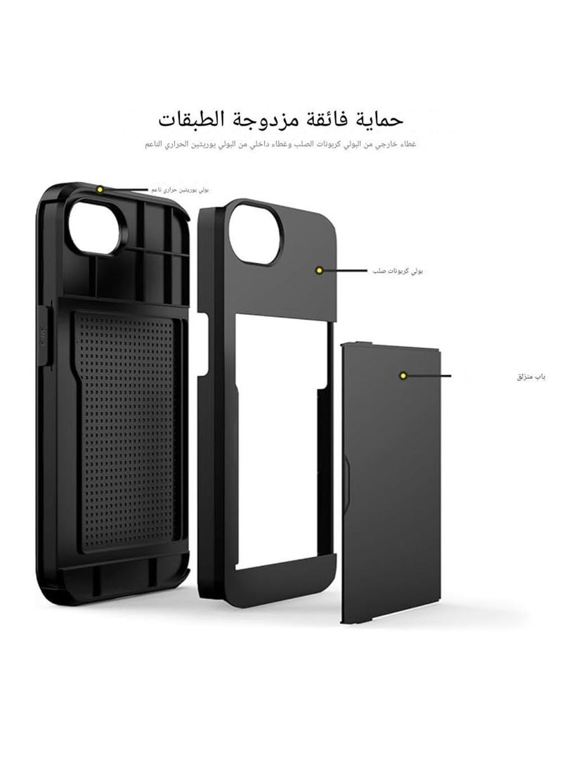 WRISTWISE iPhone 16e Case with Card Holder, Dual Layer Heavy Duty Protective Hidden Card Slot Slim Wallet Cover - Exclusively for iPhone 16e (6.1 inch) - Image 4