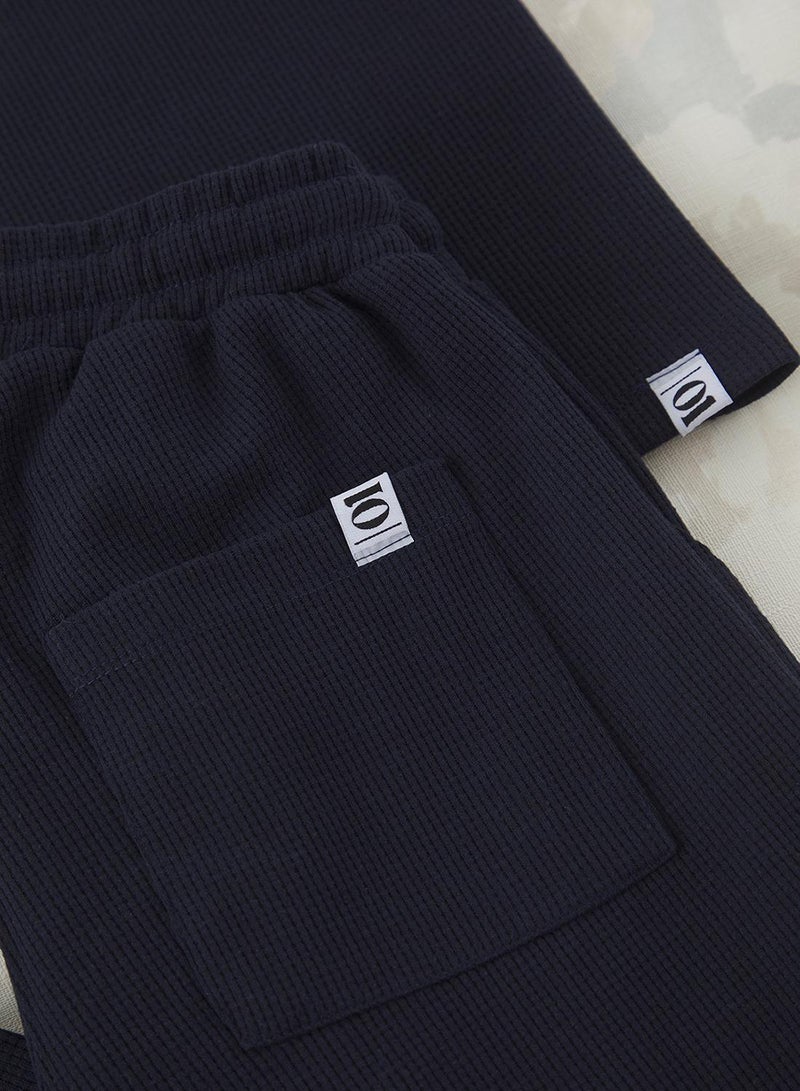 trendyol Indigo Oversize/Wide Cut Textured Tracksuit Set Tmnss25Em00010 - Image 3
