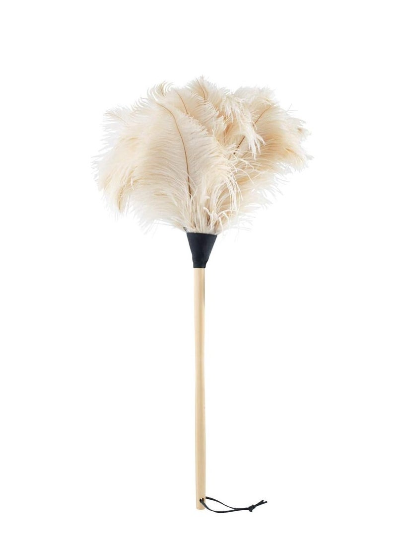 Redecker Ostrich Feather Duster with Varnished Wooden Handle, 31-1/2-Inches, Light