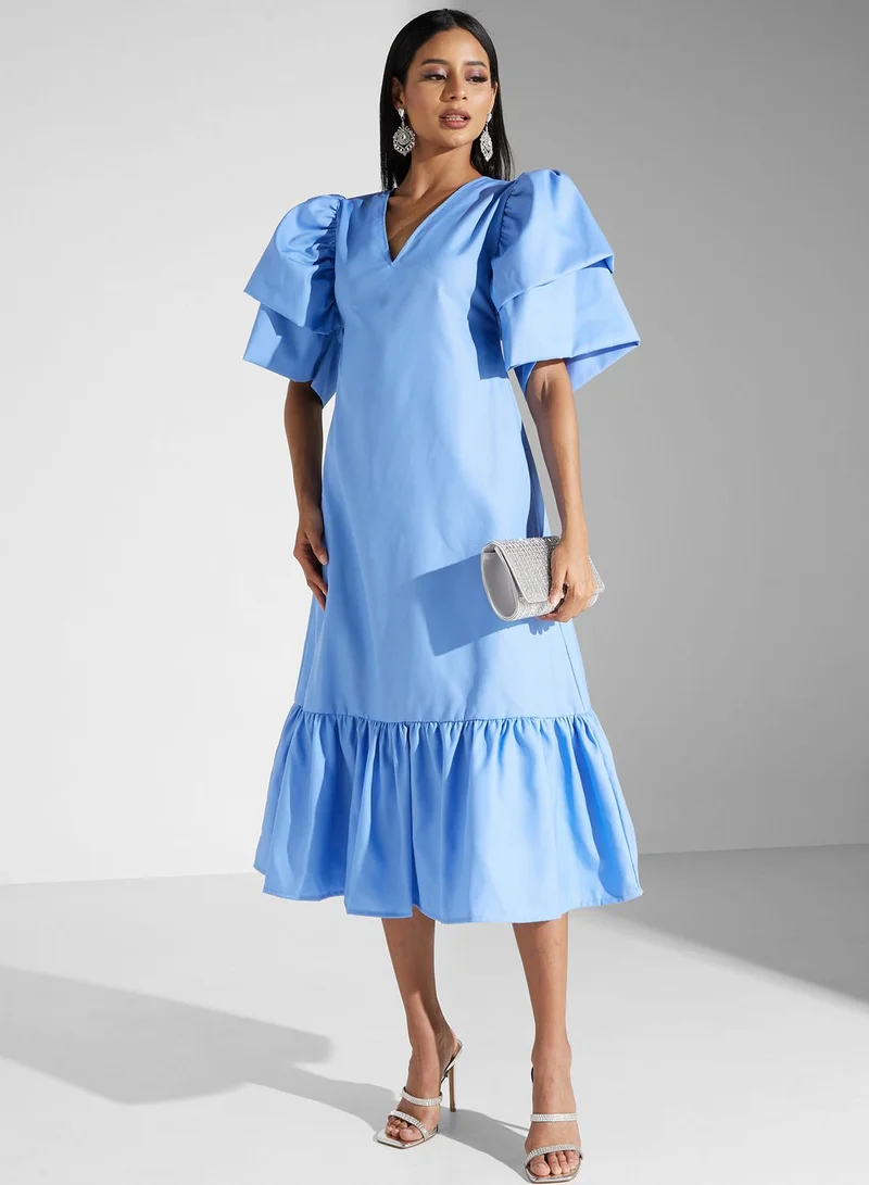 SINOIR Puff Sleeve Dress