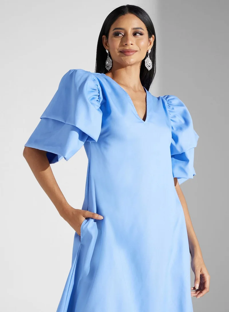 SINOIR Puff Sleeve Dress
