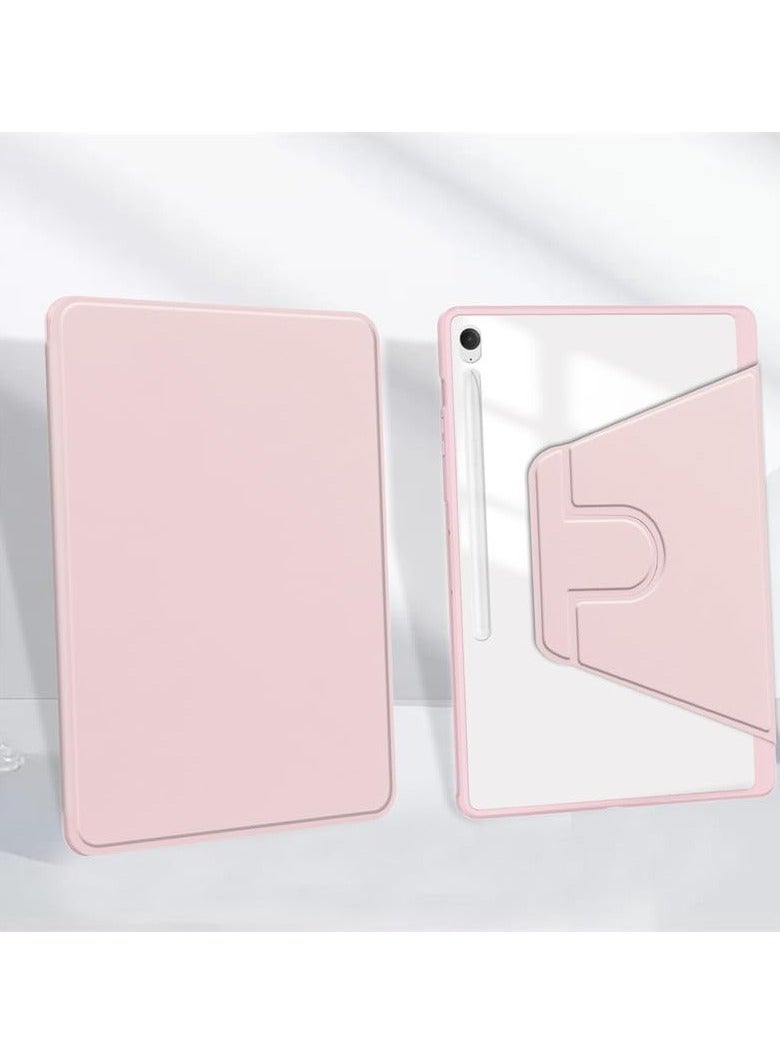 VKL Case Compatible with Samsung Galaxy Tab S10 FE Plus (2025), Built-in Pen Slot + Folding Stand, Transparent All-inclusive Drop Protection Cover (Pink) - Image 1