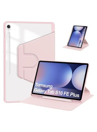 Case Compatible with Samsung Galaxy Tab S10 FE Plus (2025), Built-in Pen Slot + Folding Stand, Transparent All-inclusive Drop Protection Cover (Pink) - view 2