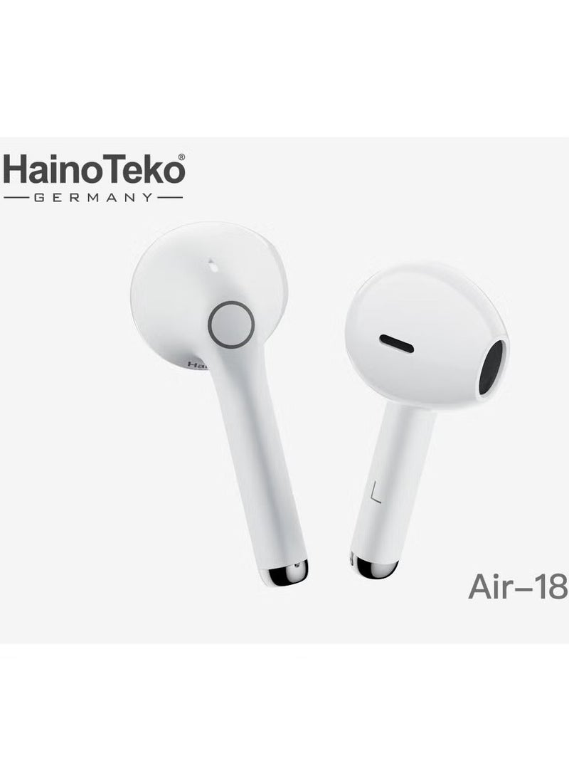 Haino Teko True Wireless Earphones with Super Clear Microphone, Multi-Functional Touch Control – Designed for Android Mobiles and Tablets – High-Quality Sound, Comfortable Fit, and Seamless Connectivity – White - Image 4