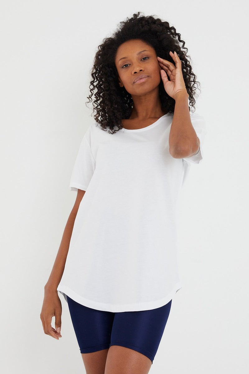 Cool Tarz Cool Style Style Cool Women White Dirty Collar Loose T-SHIRT-XKTCPS001R15S  - Image 2
