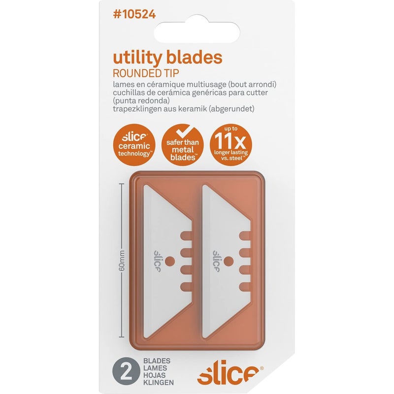 Slice 10524 Ceramic Utility Blades (Rounded-Tip), Finger-Friendly, Safe to Touch, Strong, Durable, Last 11 Times Longer Than Metal, Multiple Tool Compatibility (2 Blades) - Image 2
