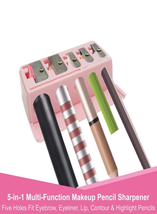 ZGGAZCA 5 Hole Makeup Pencil Sharpener Cosmetic Tool Multiple Sizes Eyeliner and Lip Liner Sharpener for Women Sacapuntas de Lapiz Maquillaje 5 Slot Make Up Pencil Sharpener (Pink) - Image 3