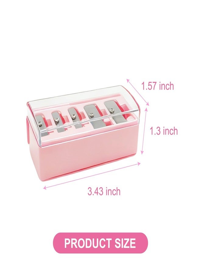 ZGGAZCA 5 Hole Makeup Pencil Sharpener Cosmetic Tool Multiple Sizes Eyeliner and Lip Liner Sharpener for Women Sacapuntas de Lapiz Maquillaje 5 Slot Make Up Pencil Sharpener (Pink) - Image 2