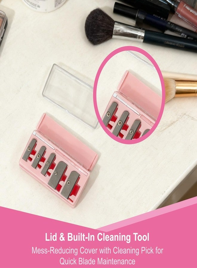 ZGGAZCA 5 Hole Makeup Pencil Sharpener Cosmetic Tool Multiple Sizes Eyeliner and Lip Liner Sharpener for Women Sacapuntas de Lapiz Maquillaje 5 Slot Make Up Pencil Sharpener (Pink) - Image 5