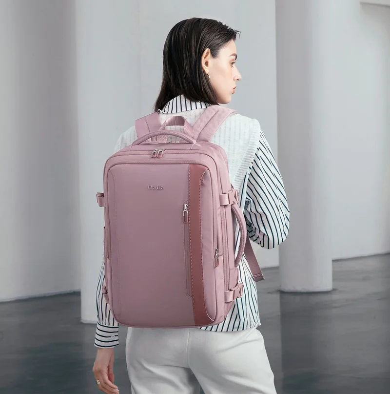 Chantria Expandable Laptop Backpack for Women Water Resistant Multifunctional Anti-Theft Backpack with 180Â° Opening and Water-Proof Compartment, CB00617, Pale Mauve