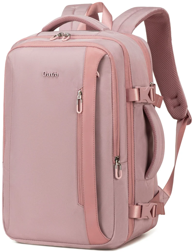 Chantria Expandable Laptop Backpack for Women Water Resistant Multifunctional Anti-Theft Backpack with 180Â° Opening and Water-Proof Compartment, CB00617, Pale Mauve