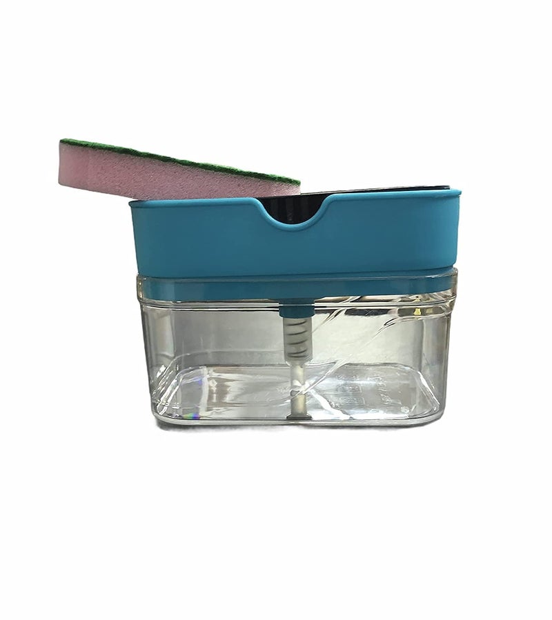 Jeyang 2 in 1 Dish Soap Dispenser and Sponge Holder for Kitchen Sink; Random Colour Plastic Dispenser & Sponge (New) - Image 3