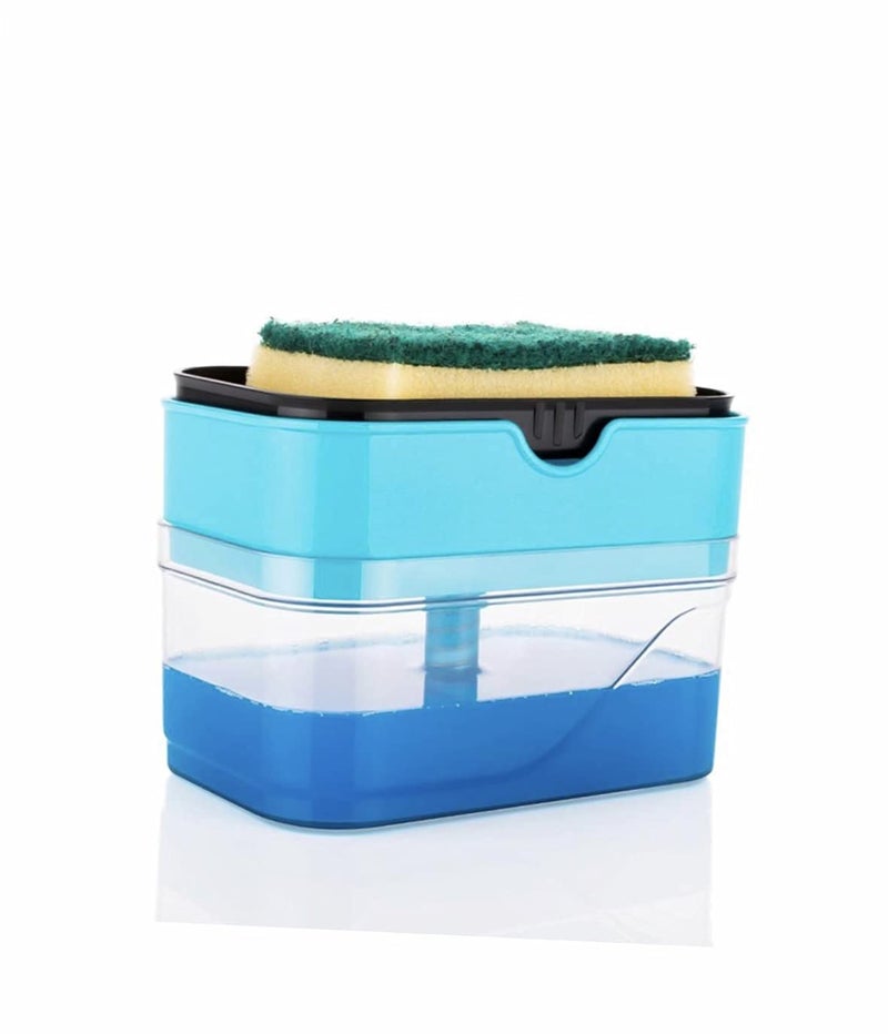 Jeyang 2 in 1 Dish Soap Dispenser and Sponge Holder for Kitchen Sink; Random Colour Plastic Dispenser & Sponge (New) - Image 5