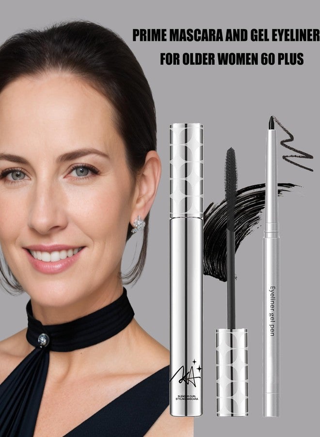 DuaTana Black Mascara and Waterproof Eyeliner Pencil Set for Older Women 60 Plus,Length and Volume Mascara for Mature Women,Retractable Eye Liner Matte Cream Waterline Eyeliner Makeup for Sensitive Eye-Set A - Image 3