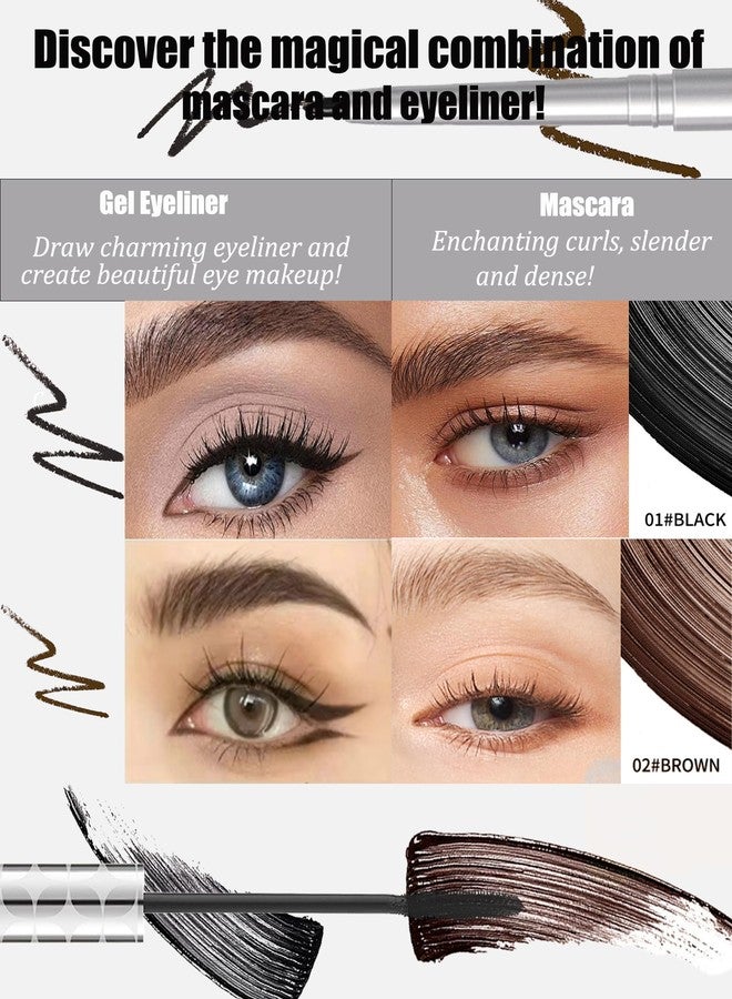 DuaTana Black Mascara and Waterproof Eyeliner Pencil Set for Older Women 60 Plus,Length and Volume Mascara for Mature Women,Retractable Eye Liner Matte Cream Waterline Eyeliner Makeup for Sensitive Eye-Set A - Image 2