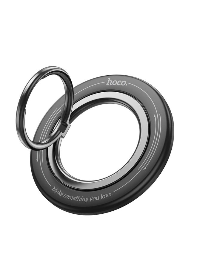 Hoco MagSafe Ring Holder, Magnetic Phone Grip, Magnetic Phone Ring Holder, Finger Grip, 360° rotation, Strong Magnet with Adjustable Kickstand Compatible for iPhone 16/15/14/13/12 Series, Black - Image 1