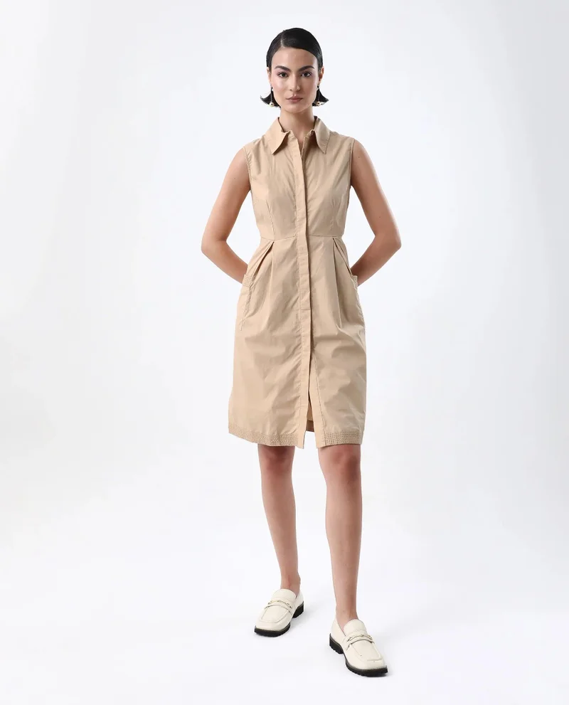 Rareism Women's Formal Dress With Patch Pockets