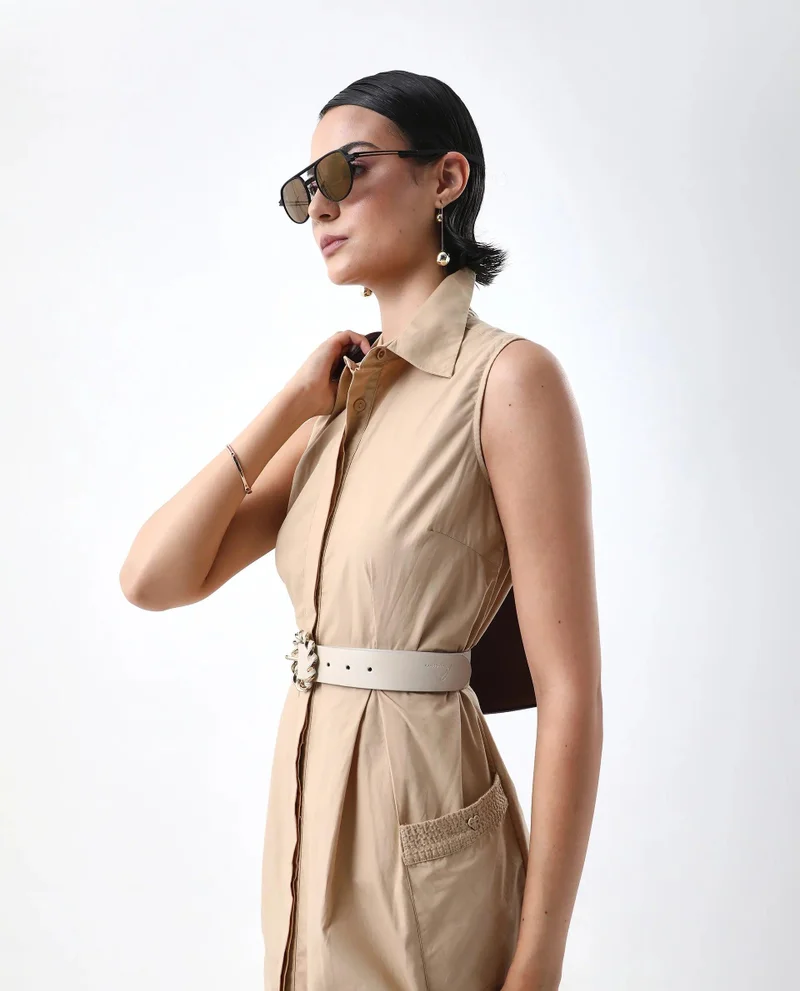 Rareism Women's Formal Dress With Patch Pockets