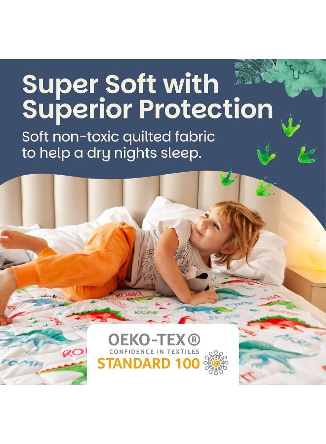 Lynmark Potty Training Mattress Protector Pee Pads for Kids - Waterproof Toddler Bed Wetting Mat for Toilet Training - 3-Layer Non-Slip Washable Bedwetting Topper Absorbs Up to 2000ml - 35" x 33", Dinosaur - Image 4