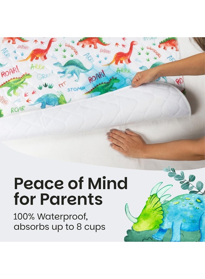 Lynmark Potty Training Mattress Protector Pee Pads for Kids - Waterproof Toddler Bed Wetting Mat for Toilet Training - 3-Layer Non-Slip Washable Bedwetting Topper Absorbs Up to 2000ml - 35" x 33", Dinosaur - Image 3