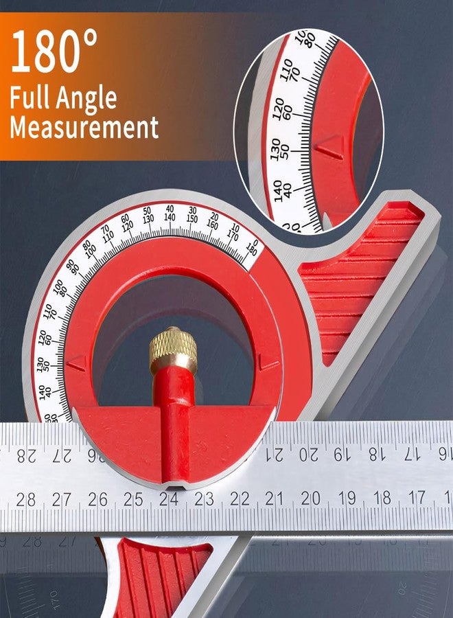 BAUSATZ Combination Square 400mm Carpenter Square Woodworking Square Ruler Protractor Angle Finder Combo Square Tool 180° Angle Ruler Carpenter Tool Combination Square Set with Bubble Level - Image 4